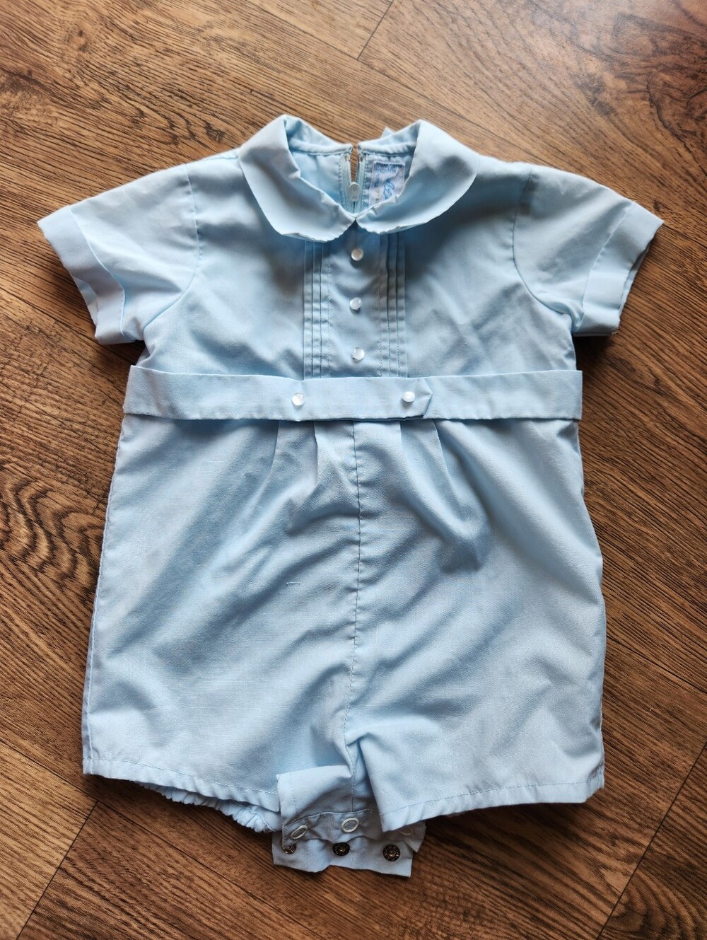 A Little Angel Vintage Style Blue Baby Boy Bubble Romper Size 6-9 Months